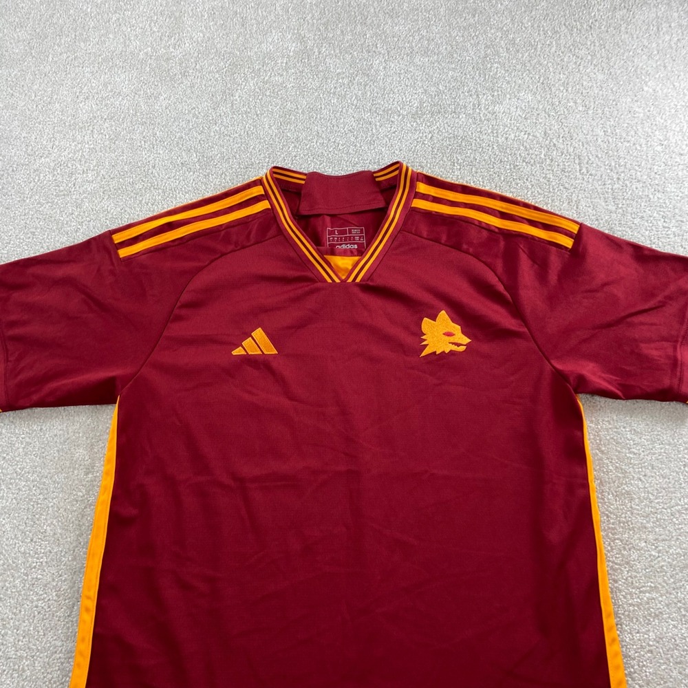 Adidas AS Roma Jersey Mens Large Maroon 2023-24 Home Lupetto Wolf Crest Slim Fit - Picture 3 of 12